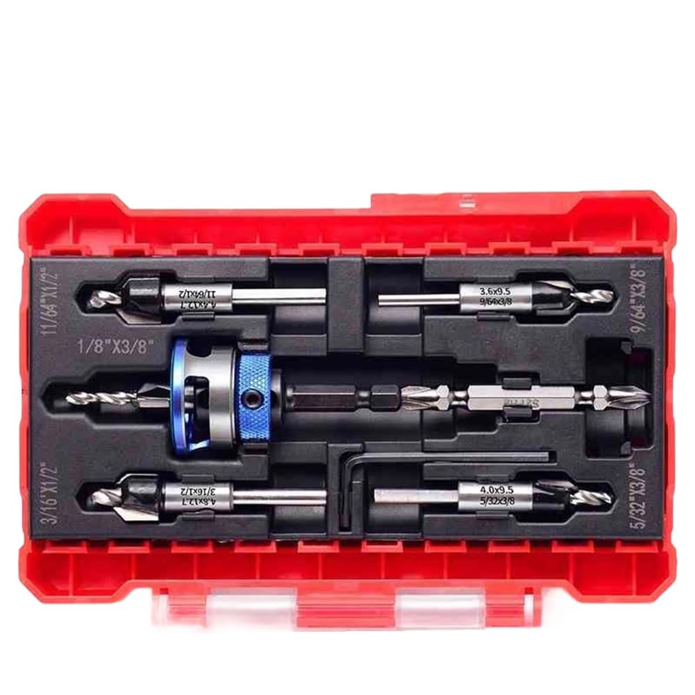 Aundhegrtt Blue Hex Shank Countersunk Drill Bit Set With Depth Limiter, Countersunk Bits For Woodworking Projects B