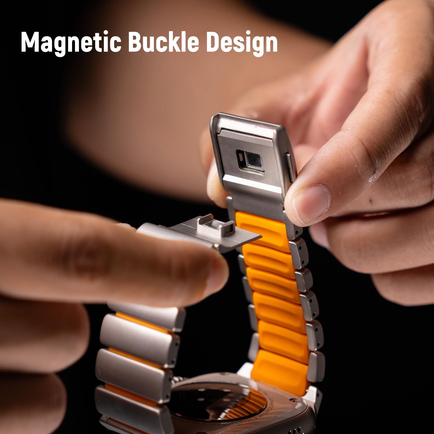Bracelet magnétique en titane compatible avec Apple Watch Ultra 3/2/1 49 mm Series 11 10 46 mm 45 mm 44 mm 42 mm SE 3/2/1 9 8 7 6 5 4, lien double couche en silicone de luxe pour iWatch homme et femme
