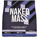 NAKED Chocolate Mass Gainer - All Natural Weight Gainer Protein Powder - 12LB Bulk, GMO Free, Gluten Free & Soy Free. No Artificial Ingredients - 1,360 Calories