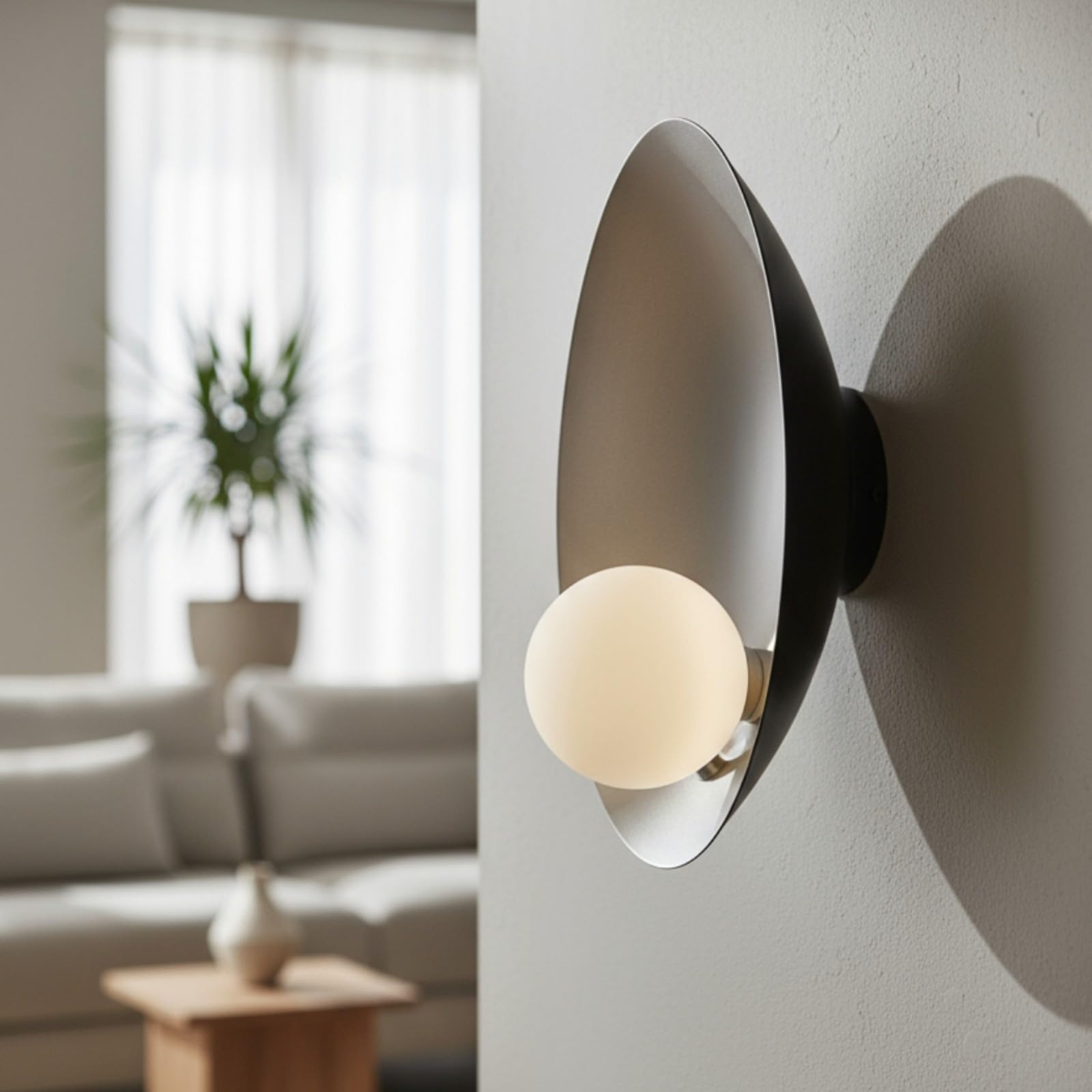 bamyum Indoor Wall Lamp Orange Metal, Wall Lamp Indoor Round, Wall Lamp Decoration Living Room, Bathroom, Bedroom, Deco Living Room, Black