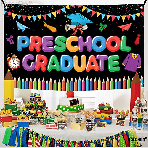 Image of KatchOn, Preschool Graduation Banner - 72x44 Inch | Preschool Graduation Decorations 2026 | Kindergarten Grad Decoration | Congratulations Banner | Congrats Grad Party Decorations