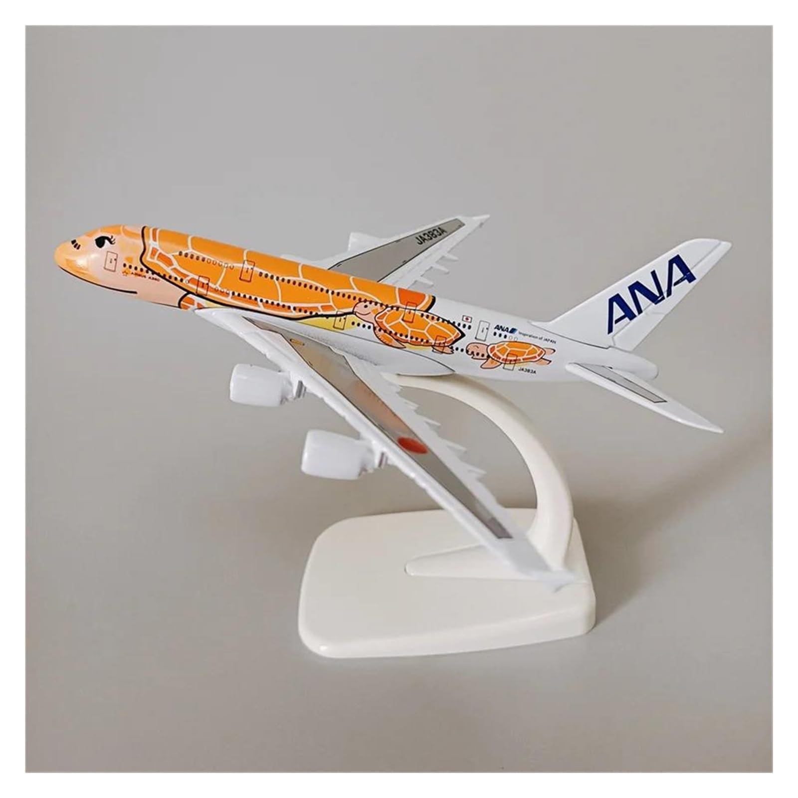 Maquette d'avion de ligne A380 tortue pour décoration de bureau et étagère de salon en métal