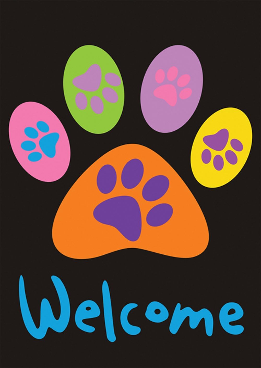 Toland Home Garden 112670 Welcome Paws- Black Paw Print Flag 12x18 Inch Double Sided Paw Print Garden Flag for Outdoor House Cat Dog Flag Yard Decoration