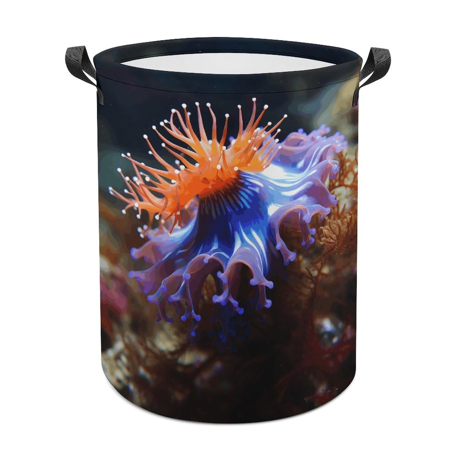Nudibranch Laundry Basket Freestanding Waterproof Laundry Hamper Collapsible Tall Clothes Hamper with Reinforced Handles Waterproof Laundry Bag for Dorm Bathroom Home 44x44cm
