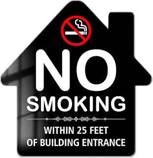 FTONENI No Smoking Signs for Home, No Smoking Signs for Business, 5.7"" x 6"" Acrylic Self-Adhesive Airbnb Signs - PZC044, Standard, Black