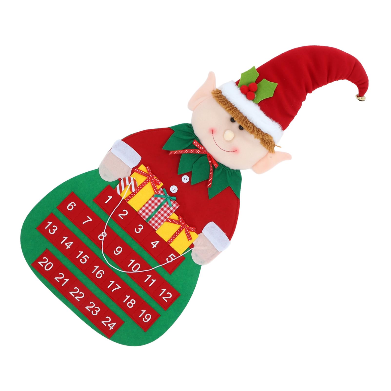Calendrier de Noël mural en feutrine rouge et verte avec figurines suspendues