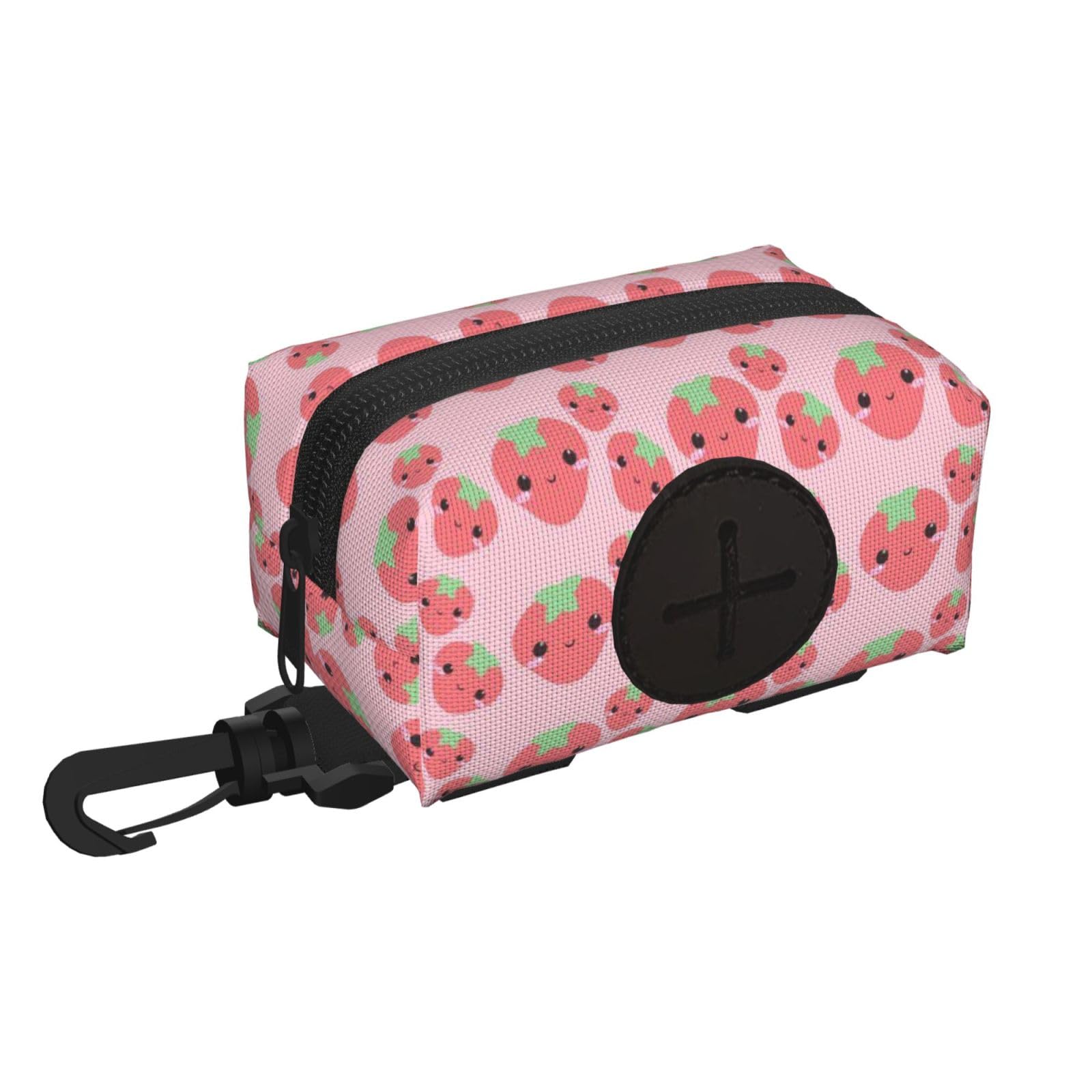 Waterproof Dog Waste Bag Holder Dispenser Pouch For Walking Hiking, Cute Strawberry Pet Travel Garbage Bag Storage Bag, Poop Bag Carrier Organizer, Hands-Free Compact Pet Waste Management Accessory