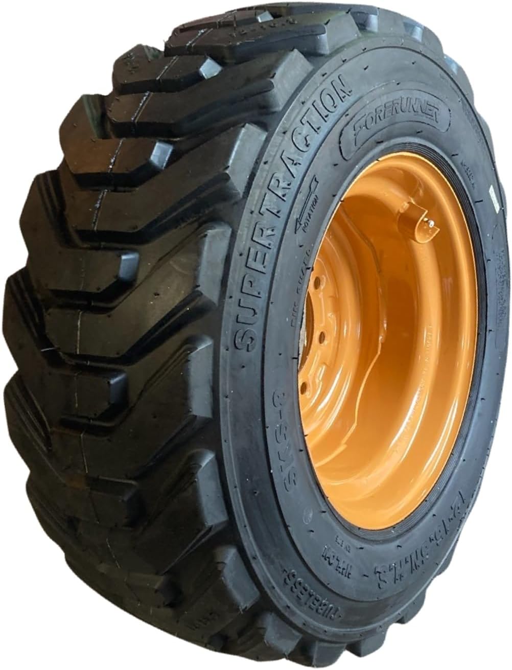 (1) HD 12-16.5 Forerunner SKS-8 Skid Steer Tire on Wheel/Rim (8 lug) for Case & more (3.88" Back Spacing) -14PLY -12X16.5 (Left Side Mount)