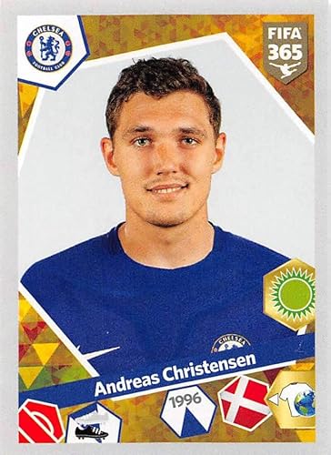2017-18 Panini FIFA 365 Stickers Soccer 140 Andreas Christensen Chelsea Official Smaller Than Trading Card Sized Album Sticker in Raw NM or Better