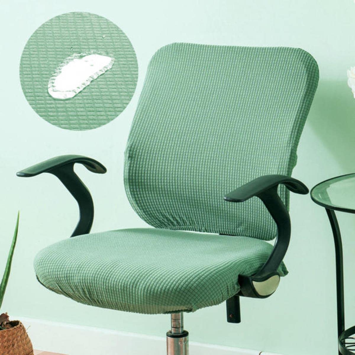 AITIHYA Funda para Silla de Oficina, Fundas elásticas Jacquard elásticas Resistentes al Agua para Escritorio, Funda para Silla de Ordenador, elástica, Verde Militar
