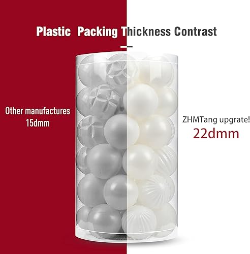 Miniatura 4 de ZHMTang - Bolas de Navidad de 41 quilates 2.36 pulgadas (60 mm, blanco)