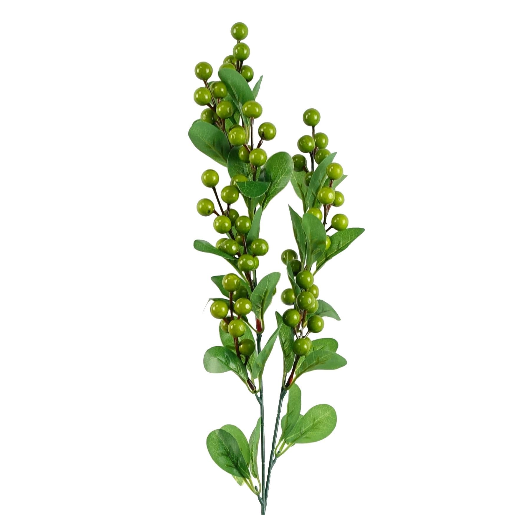 70cm Artificial Green Berry Spray - Leaf - Plastic - Green