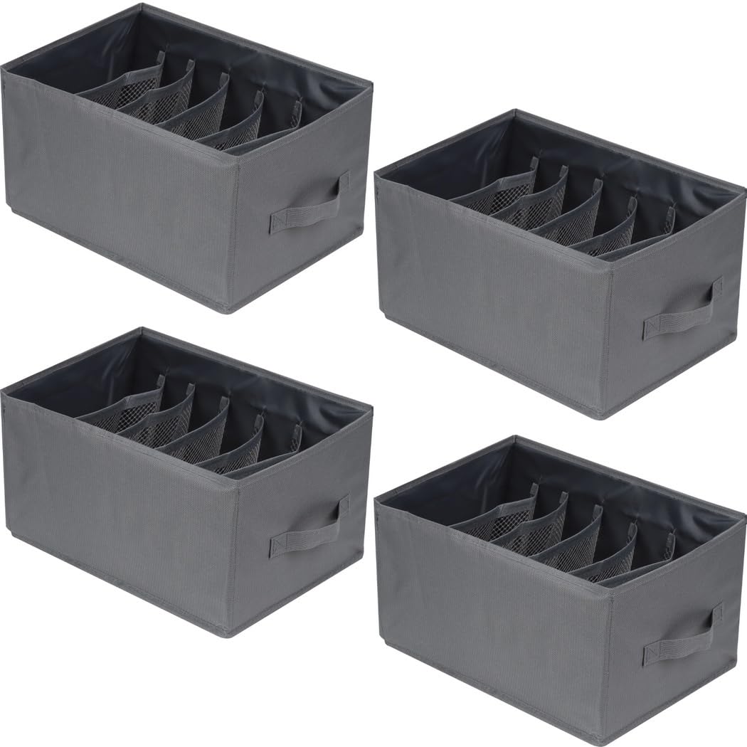 4 scatole portaoggetti a 7 scomparti per cassetti, divisori per armadio, per magliette, jeans, calze, gonne, organizer pieghevoli Oxford, capacità 18 l