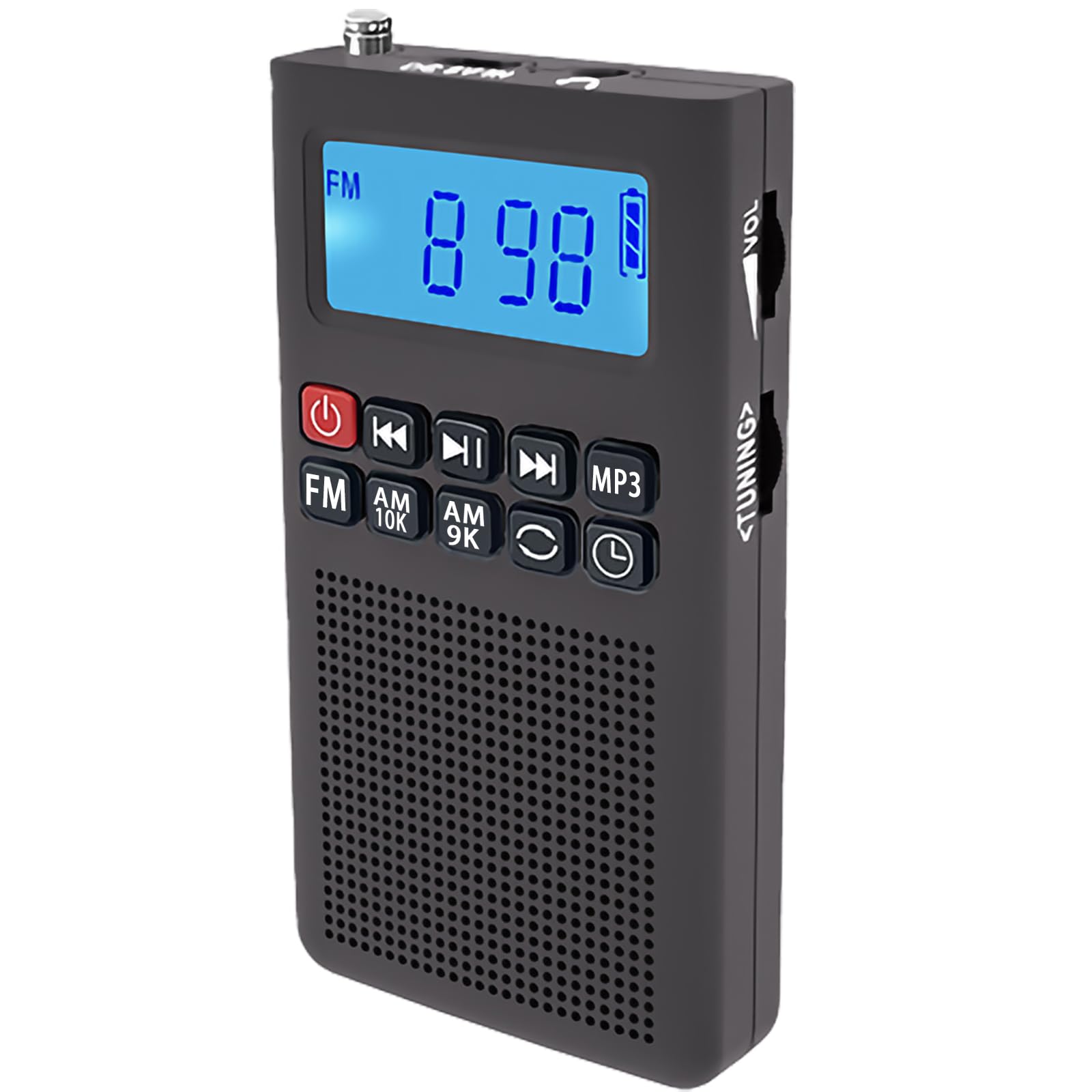 YOFITS YF35 Portable AM/FM Radio with MP3 Player, Rechargeable Speaker, TF Card Slot, AUX Input, and 700mAh Built-in Battery for Indoor/Outdoor Use(Black)