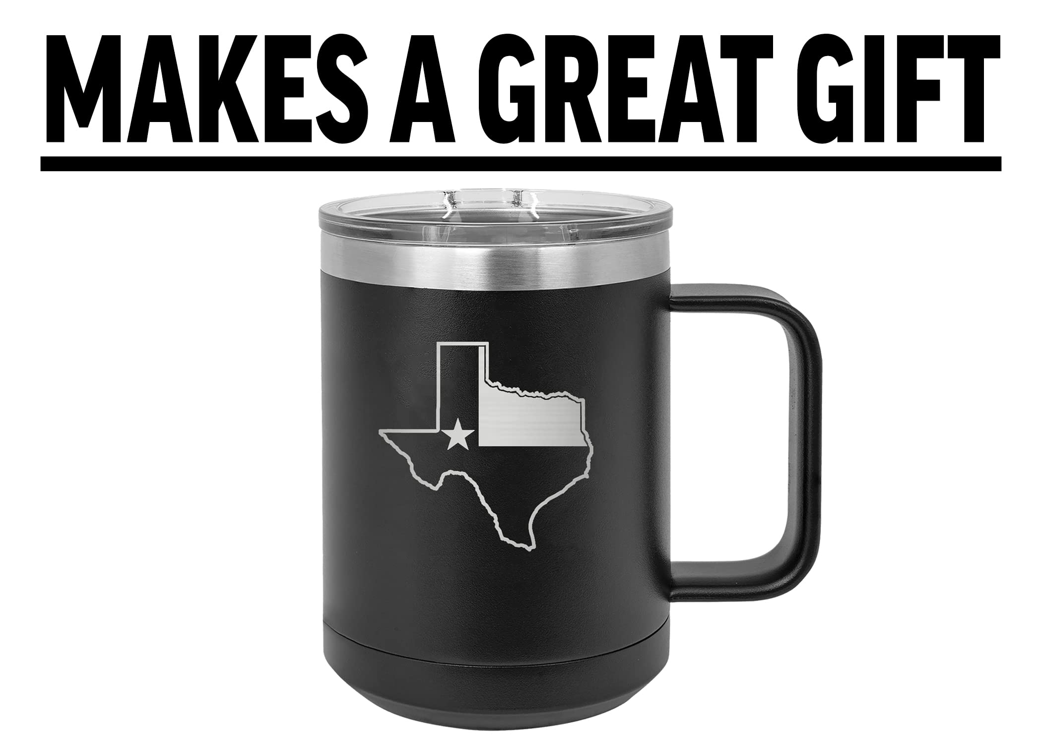 Rogue River Tactical Kaffeebecher 425 Ml – Edelstahl, Doppelwandig, Mit Texas-Flagge & Deckel