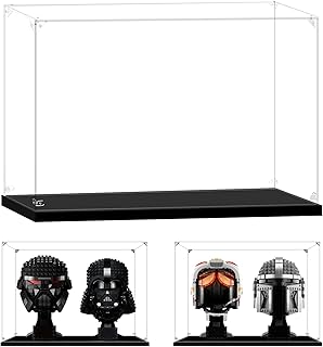 LILIKAKA Acrylic Display Case for Lego Helmets, 12.99x7.08x9.44 (33x18x24cm), It can Hold Two Lego Helmets, Suitable for Lego 75304 75277 75327 75328 75349 76187 etc.