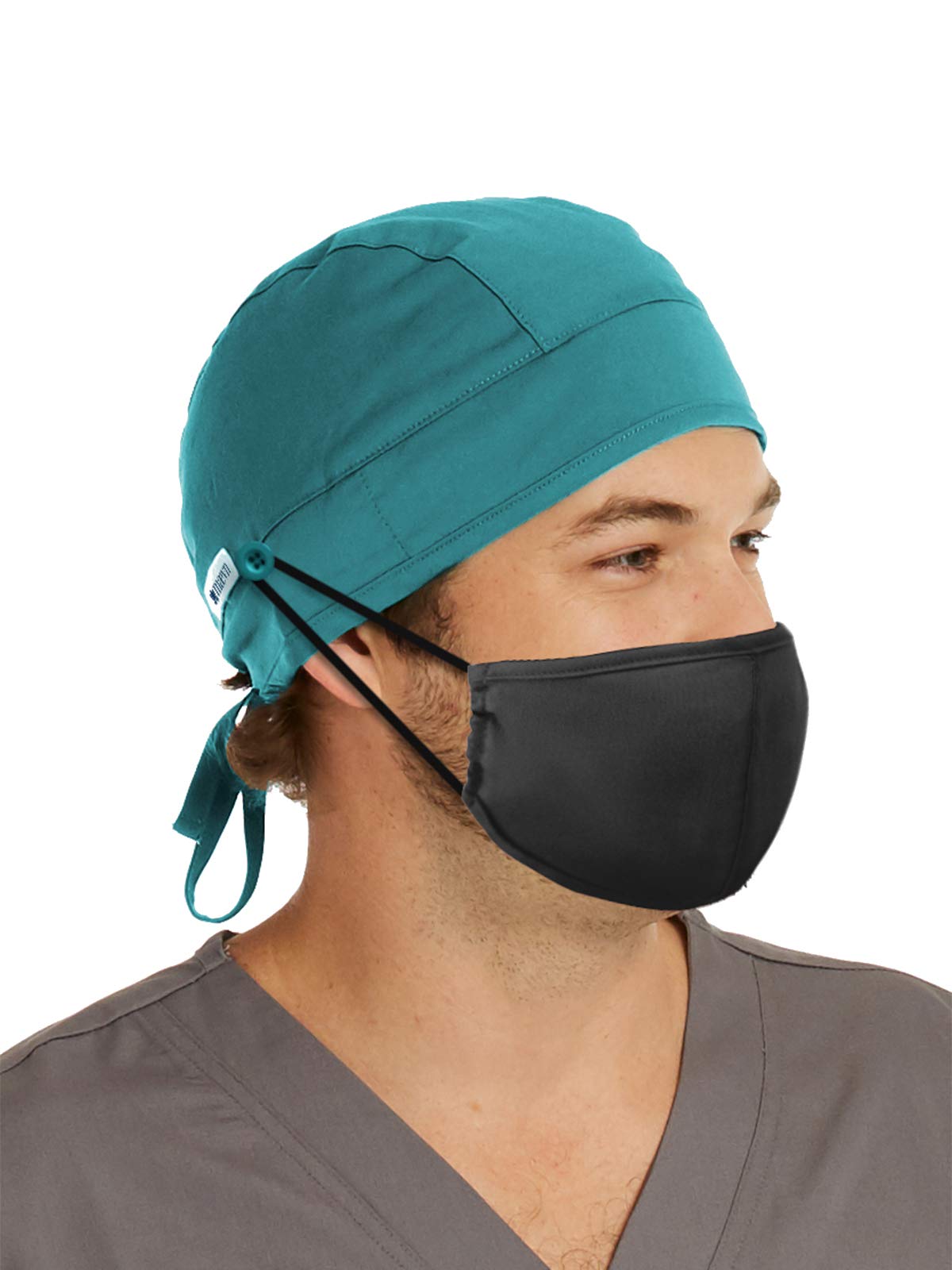 Maevn NC015 Unisex Scrub Cap with Button, Scuba Blue PrimaFlex, OS