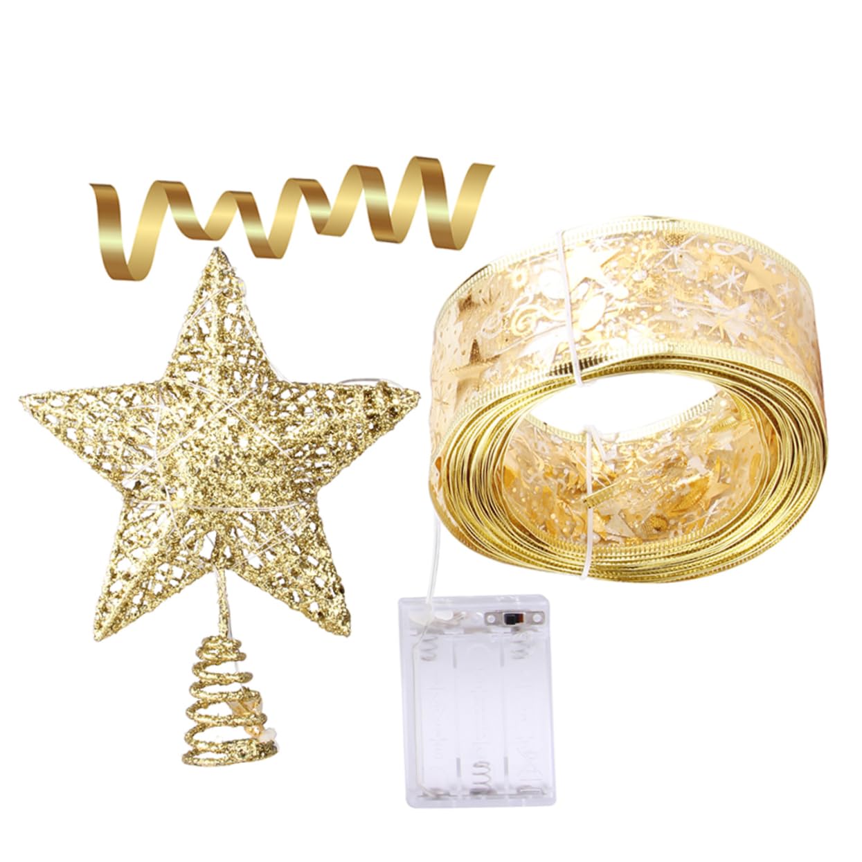 Guirnalda de luces con forma de estrella para copa de árbol navideño