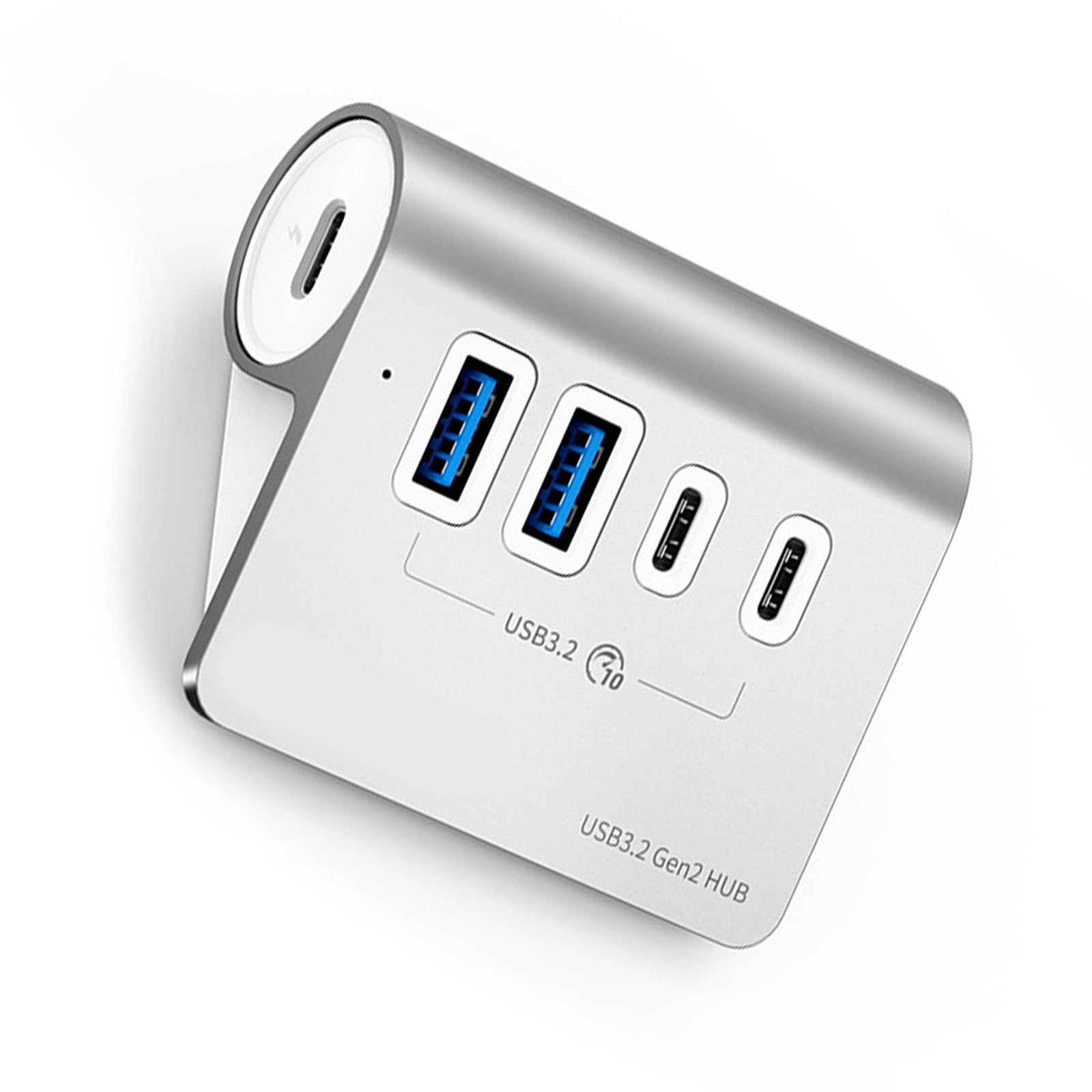 Divisor de concentradores USB 3.2 tipo C de aluminio, transferencia de datos de 10 Gbps, 4 puertos con adaptador de corriente de 60 W para divisor tipo C