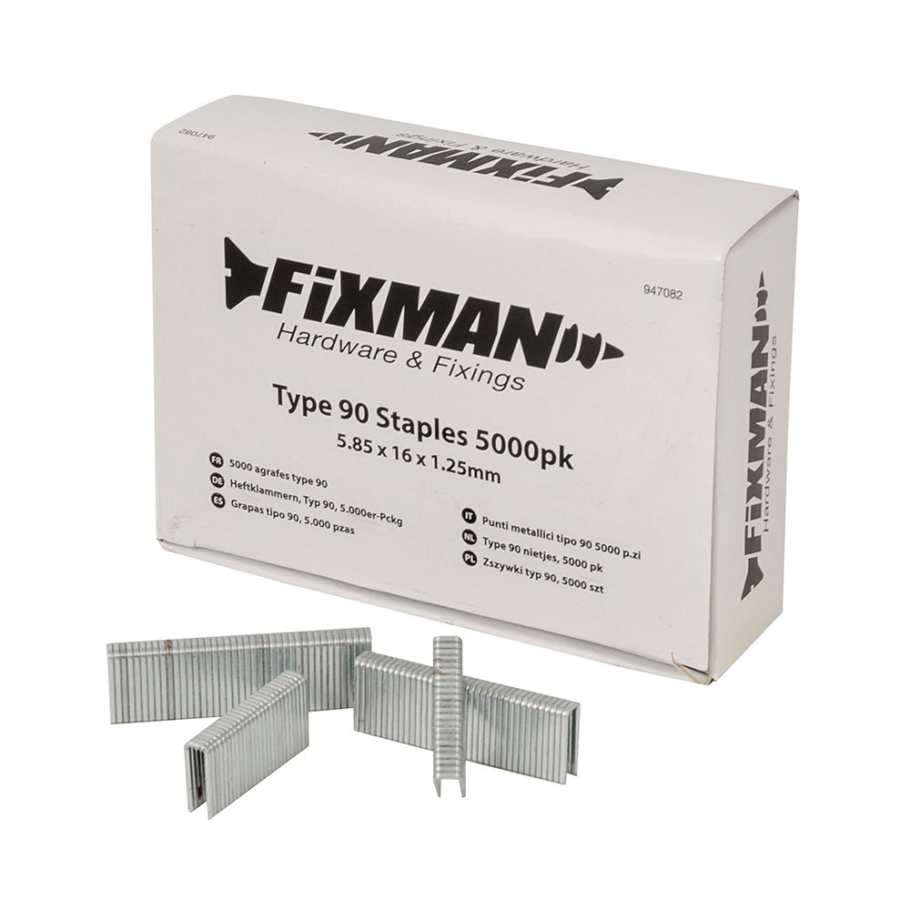 FIXMAN947082 Type 90 Staples 5000pk 5.80 x 16 x 1.25 mm