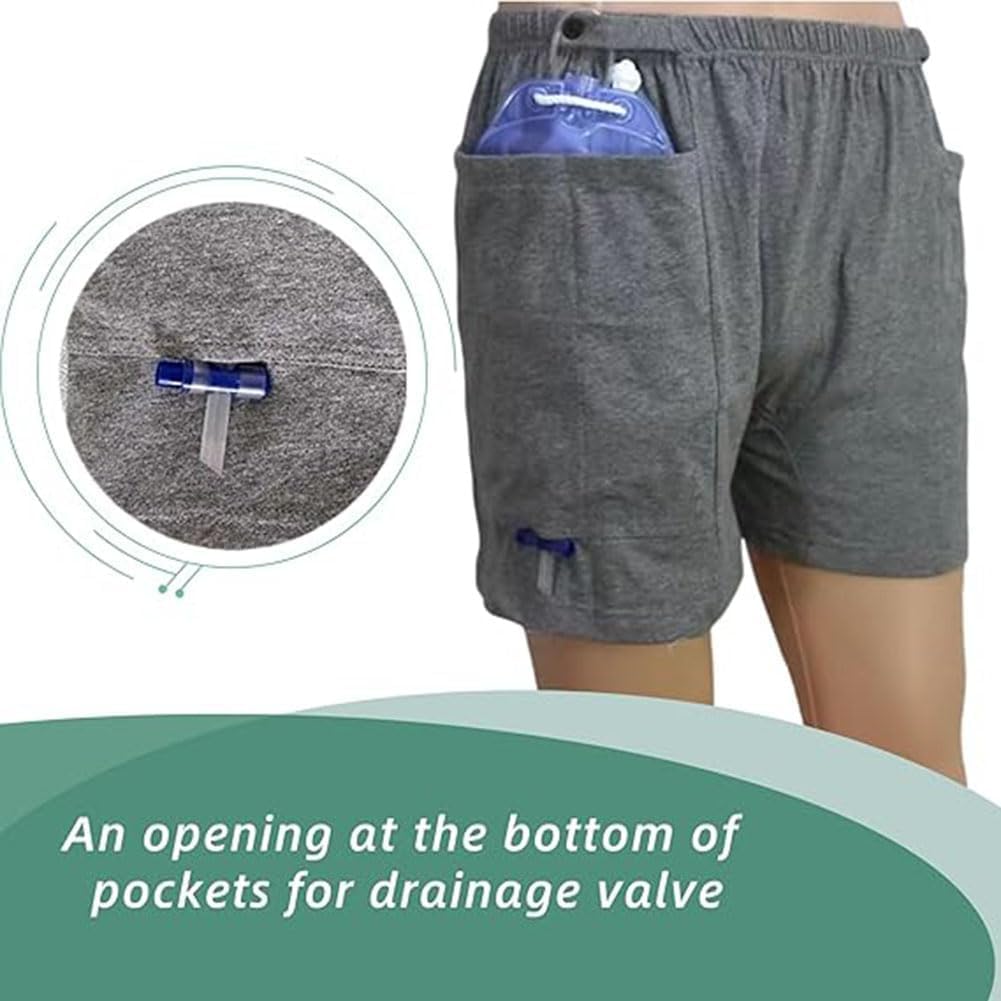 Pantaloni per Catetere, Pantaloncini per Sacca per Nefrostomia, Pantaloncini per La Cura della Sacca di Drenaggio per Stomia, Biancheria Intima di Supporto per Catetere per Uomini E Do, XX-Large