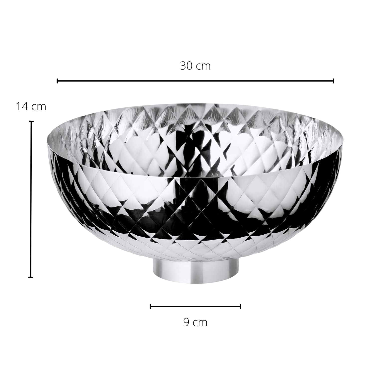EDZARD Cuenco Leonora (30 cm de diámetro, altura 14 cm), martillado, acero inoxidable pulido
