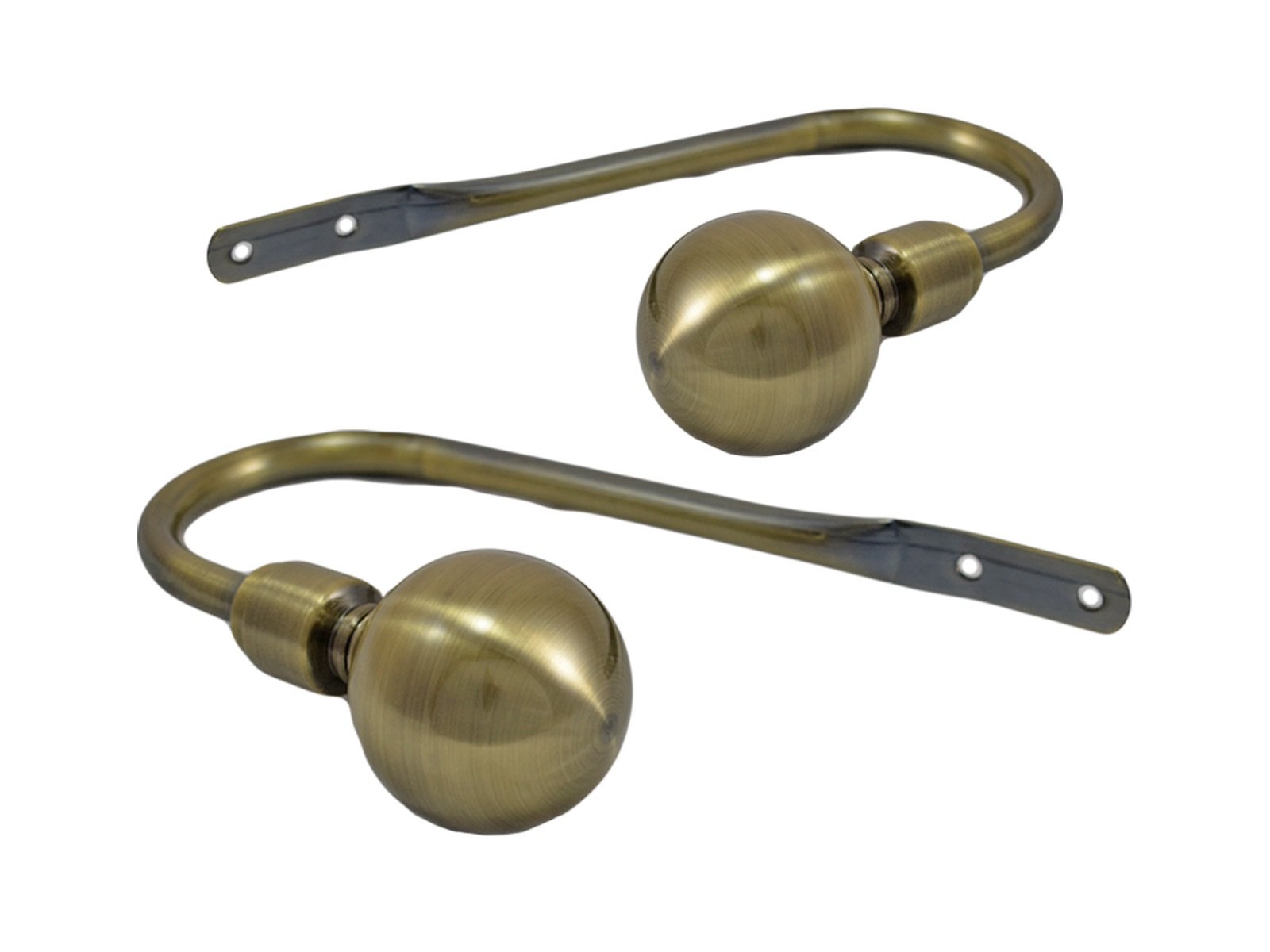 Your Home Online Antique Brass Set Of 2 Metal Ball Black Chrome Brass Black Curtain Pole Holdback Tieback Bracket (Antique Brass)