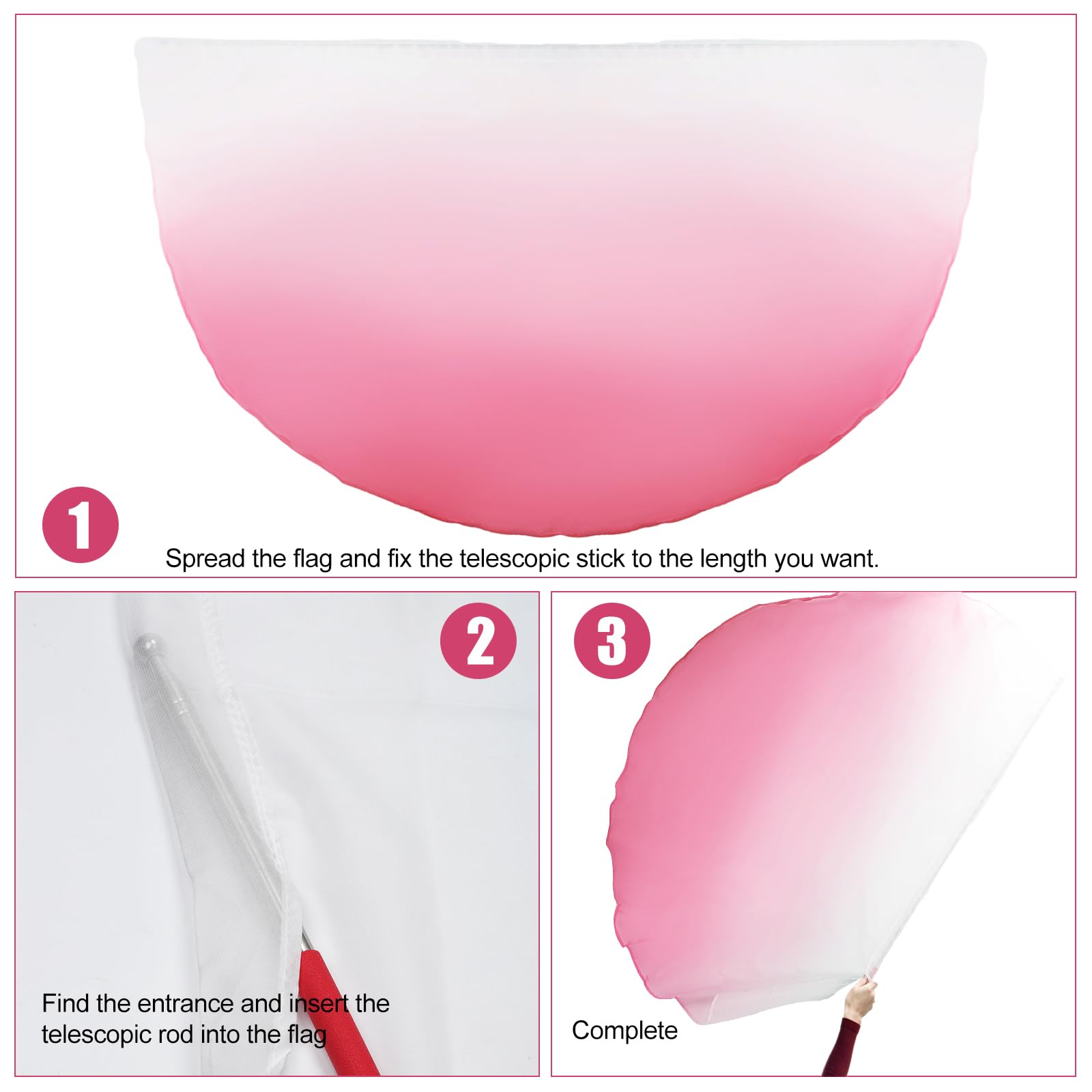 Drapeaux De Danse De Culte Demi-cercle - 2 Drapeaux 140x140 Cm + 2 Tiges Télescopiques, Spandex