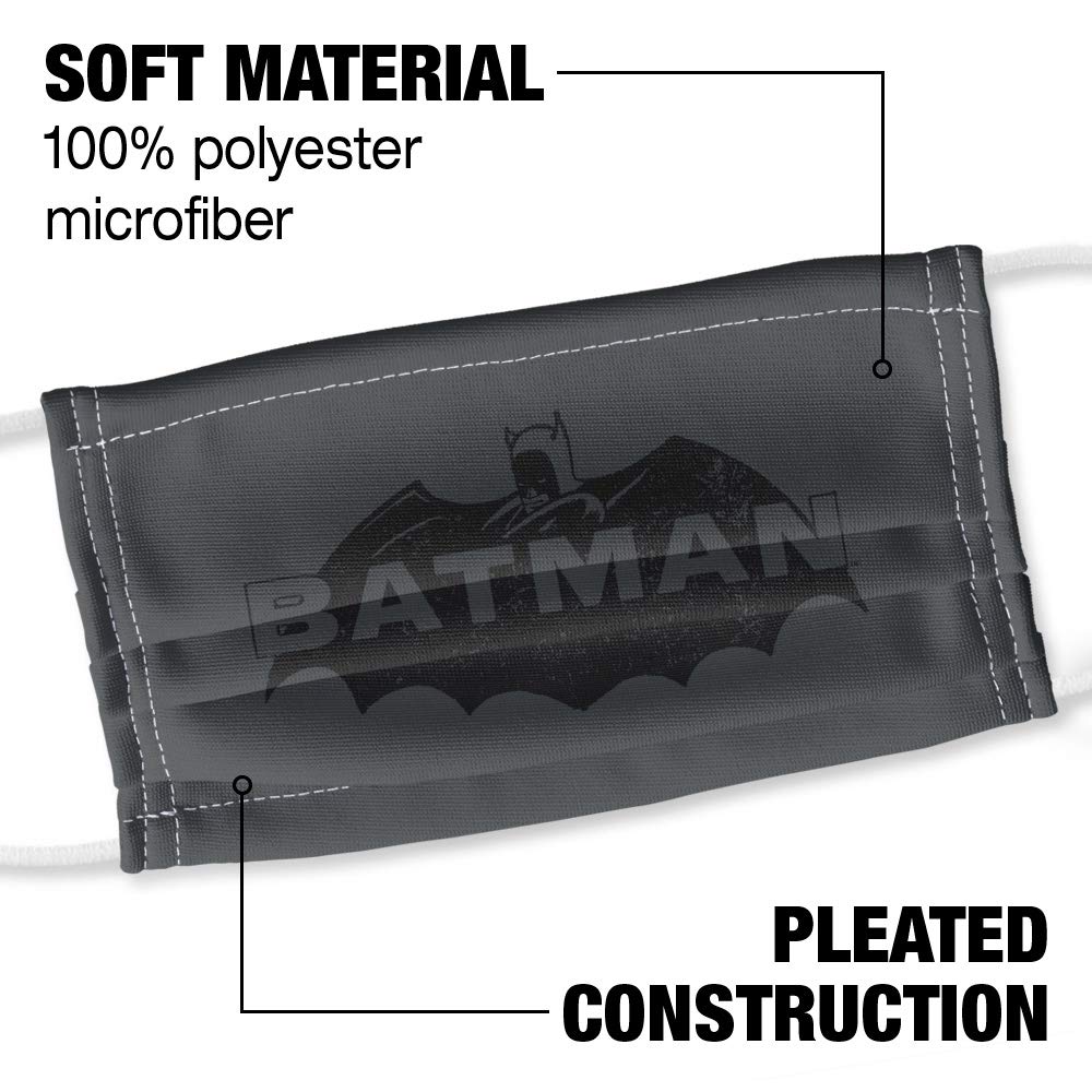 Popfunk Batman Newsprint Logo 1-Ply Reusable Face Mask Covering with Adjustable Nose Wire - Unisex