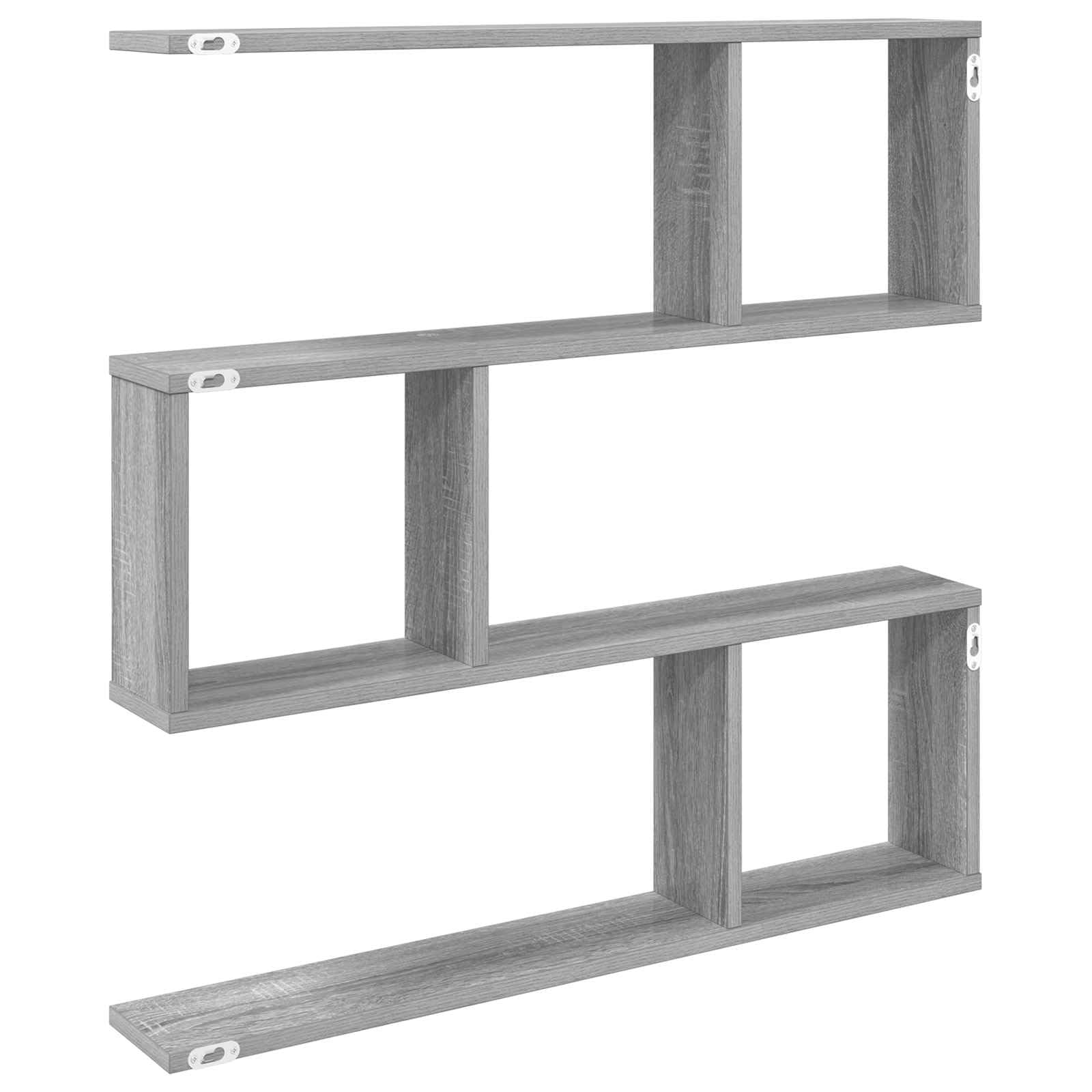 Étagère murale en bois gris sonoma 80 x 12 x 79,5 cm avec 6 compartiments - Étagère murale peu encombrante pour salon, chambre à coucher, bureau, étagère suspendue polyvalente pour ranger des