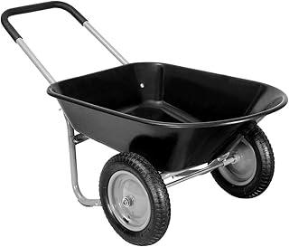 Giantex 2 Tire Wheelbarrow Yard Garden Cart Heavy Duty Landscape Wagon for Outdoor Lawn Use Utility Hauling Cart 330Lbs Load Capacity, Black