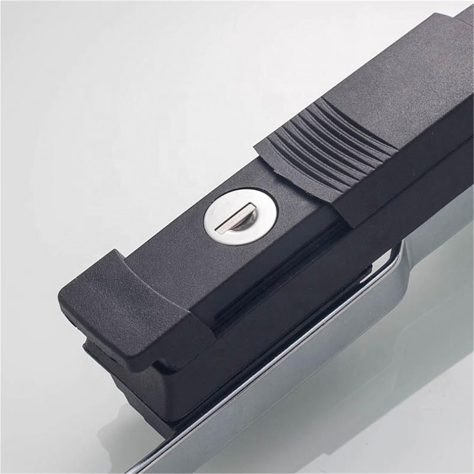 Cerradura de puerta de armario eléctrico de tres puntos PA66, material negro mate, superficie, varilla de control, 1 unidad