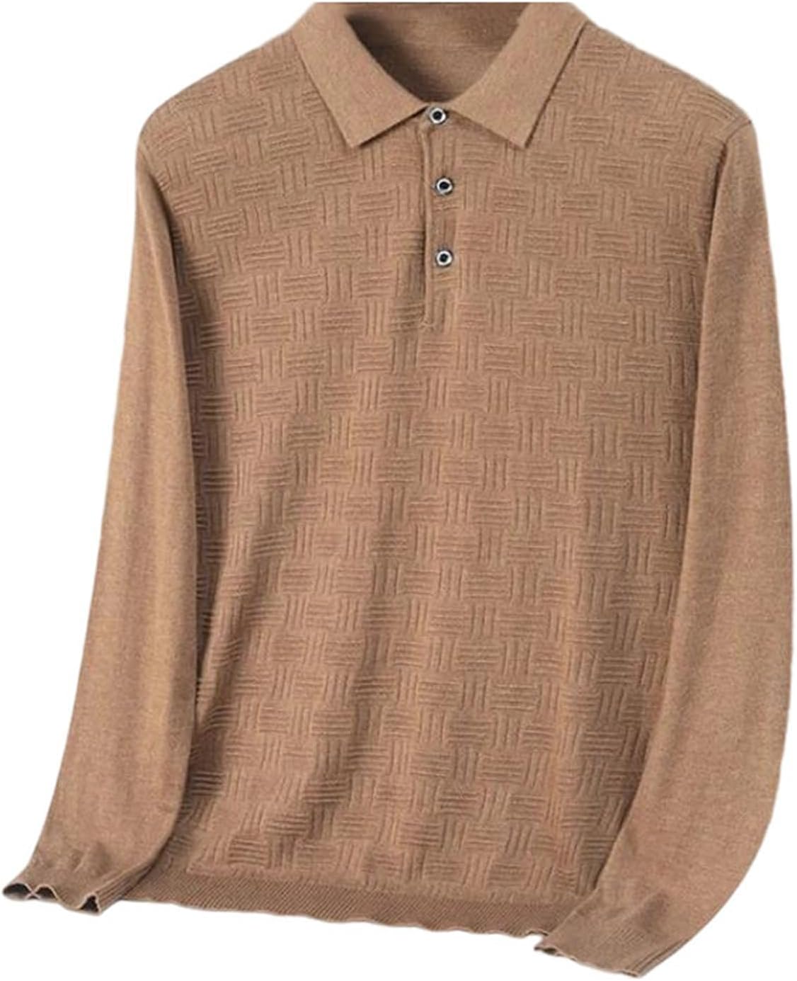 Men's Checkered Pullover Polo Sweaters Long Sleeve Turndown Collar Warm for Business Casual Daily Wear