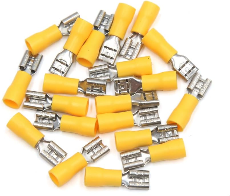 ZHuidjo20Pcs Yellow Car Vehicle Female Insulated Spade Wire Crimp Terminal Connector (SN: f72 c60 eb6 37d 051)