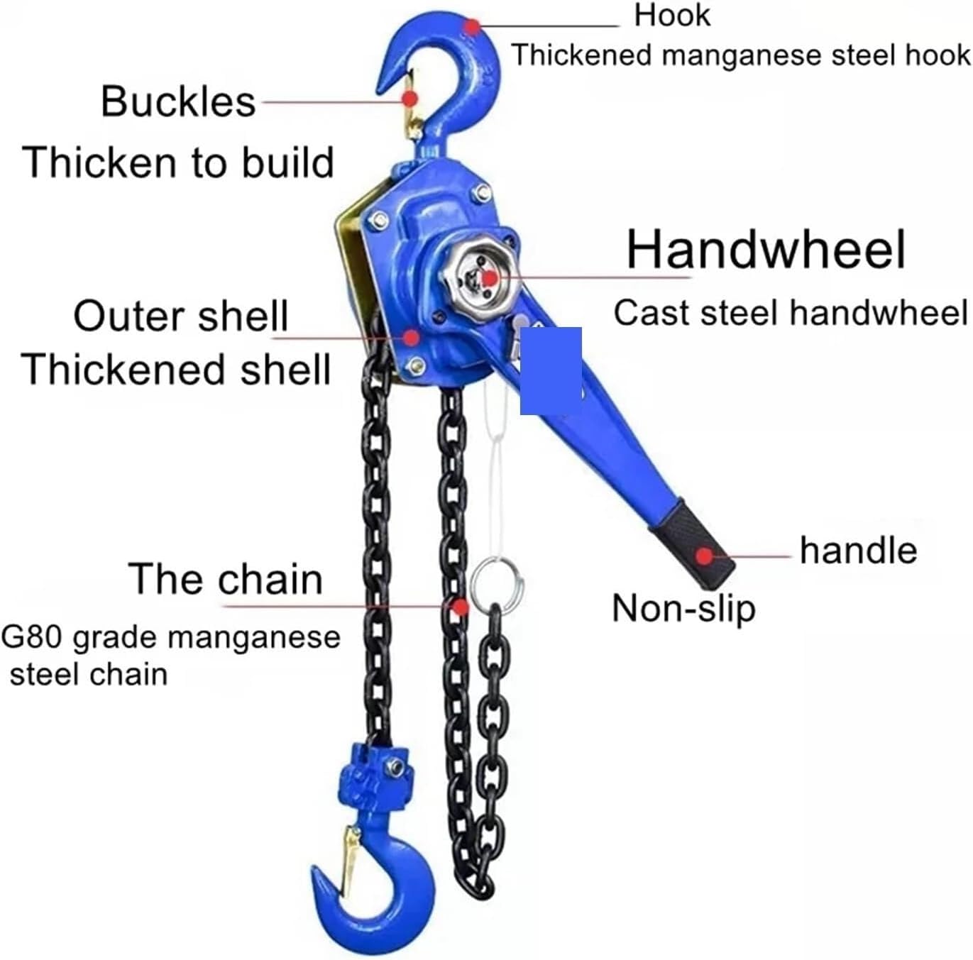 Hand Crank Winch, Hand Winch Lever Hoist 0.75t Lifting Chain Tensioner,Boat Trailer Winches