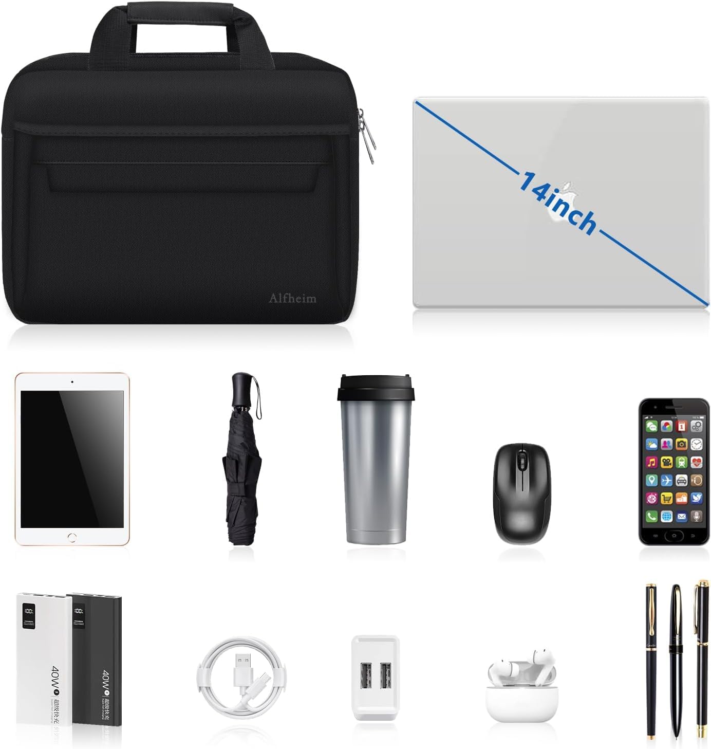 Alfheim 15,6-16 pulgadas Maletín Ordenador Portátil Funda, Impermeable Ligero Gran Capacidad Para Hombres y Mujeres Viaje Negocios, Compatible con 15,6" Lenovo Acer Dell HP Laptop Notebook