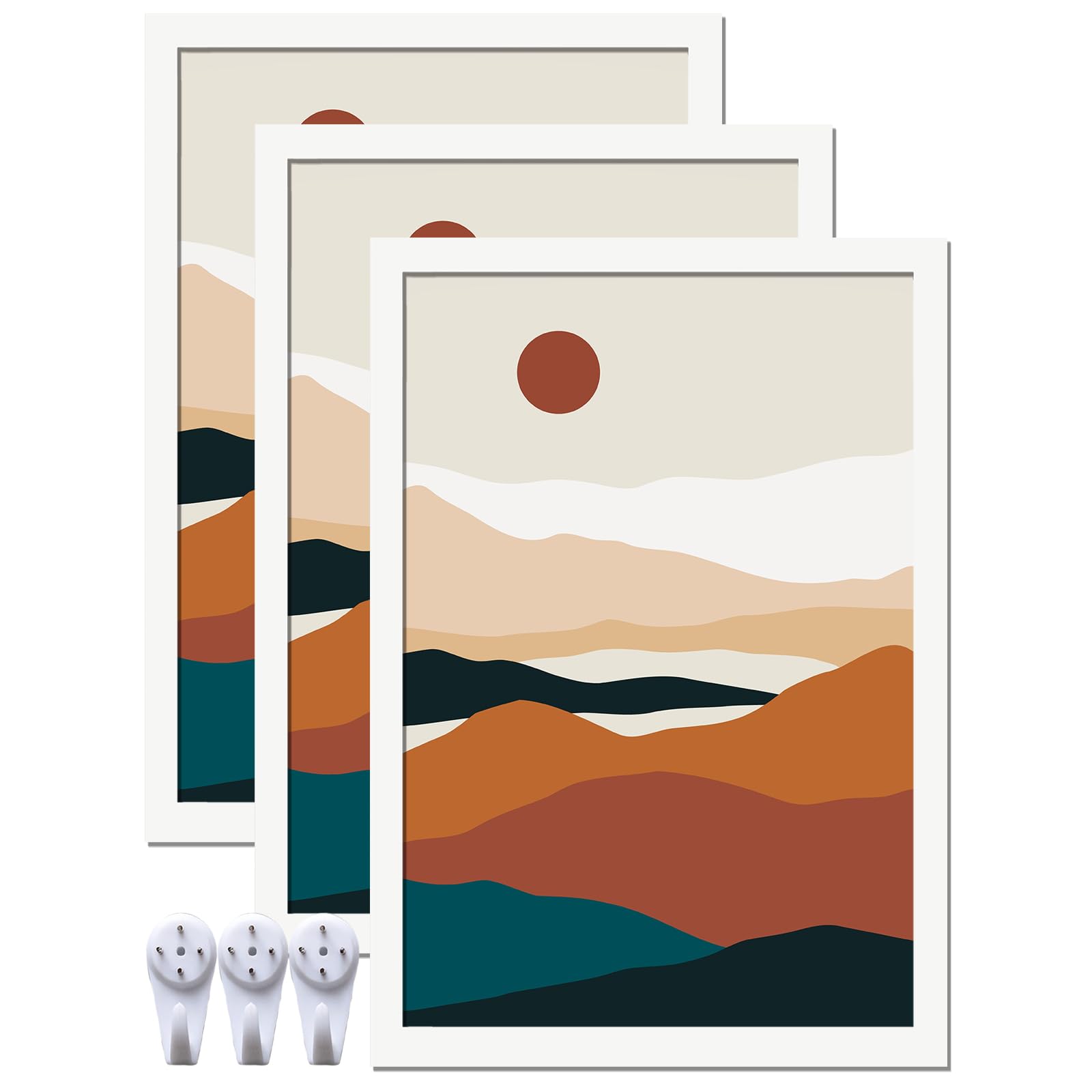 ijuerybai White 13x19 Picture Frame Set of 3, High Transparent Frame for 13 By 19 Photo Collage Canvas Poster Size Wall Mount and Tabletop Horizontally Vertically (White, 13 x 19 inches)