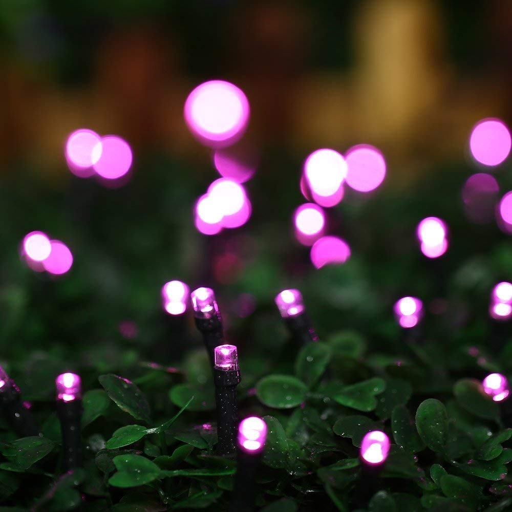 Luzes de hadas solares led, 22M 200LED luces de cadena de Navidad al aire libre, árbol impermeable y decoración del jardín para fiestas de vacaciones y bodas (rosa)