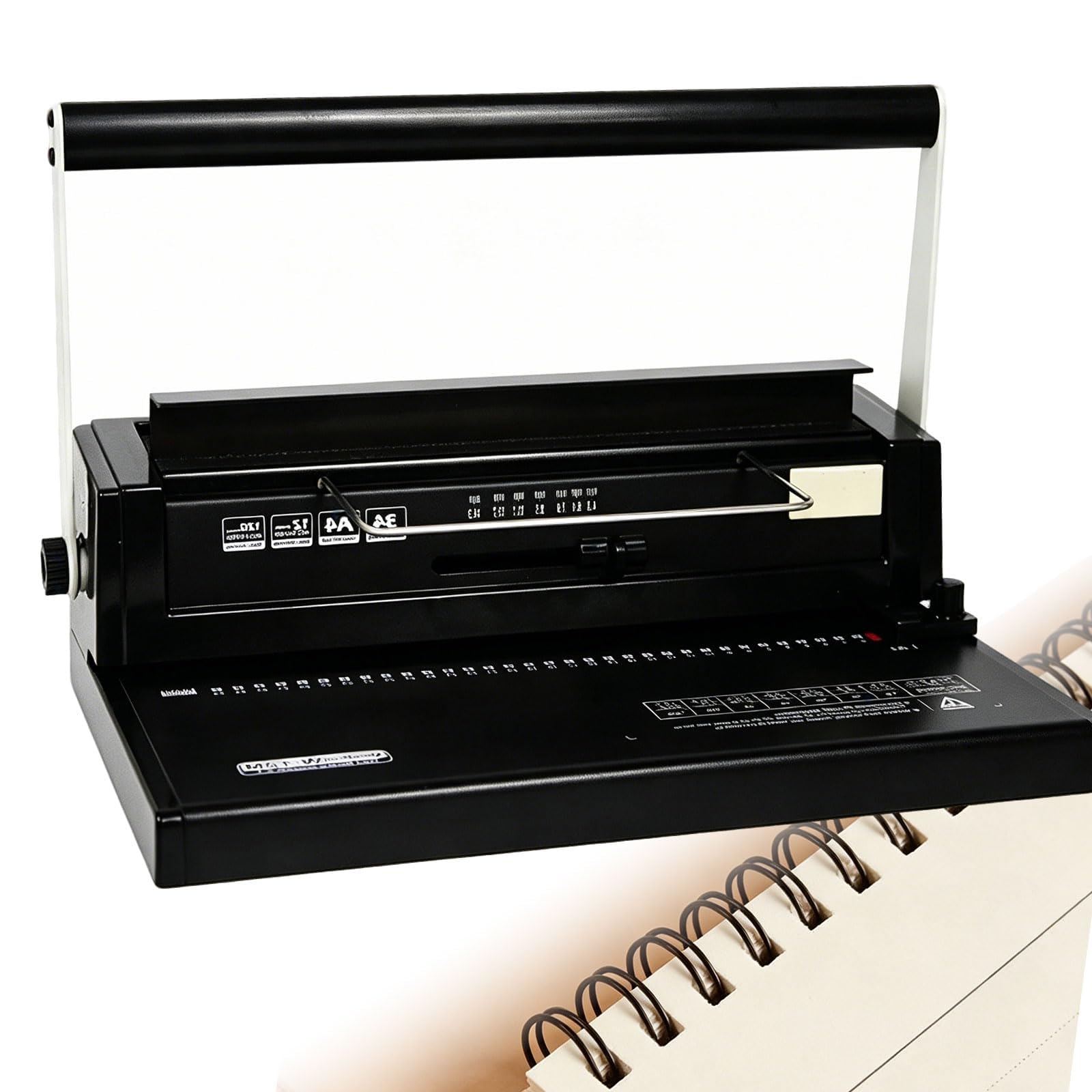 Rilegatrice Manuale a Filo Metallico, Perforatrice a 34 Fori per Rilegatura a Doppia Bobina e ad Anello con Capacità di Perforazione di 12 Fogli, Rilegatura da 120 Fogli, per Ufficio Scuola