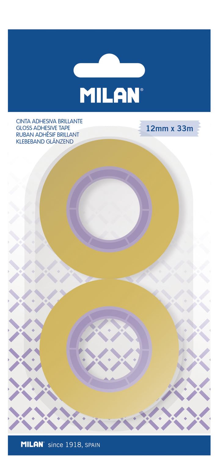 MILAN Blister pack of 2 transparent yellow adhesive tapes 12 mm x 33 m