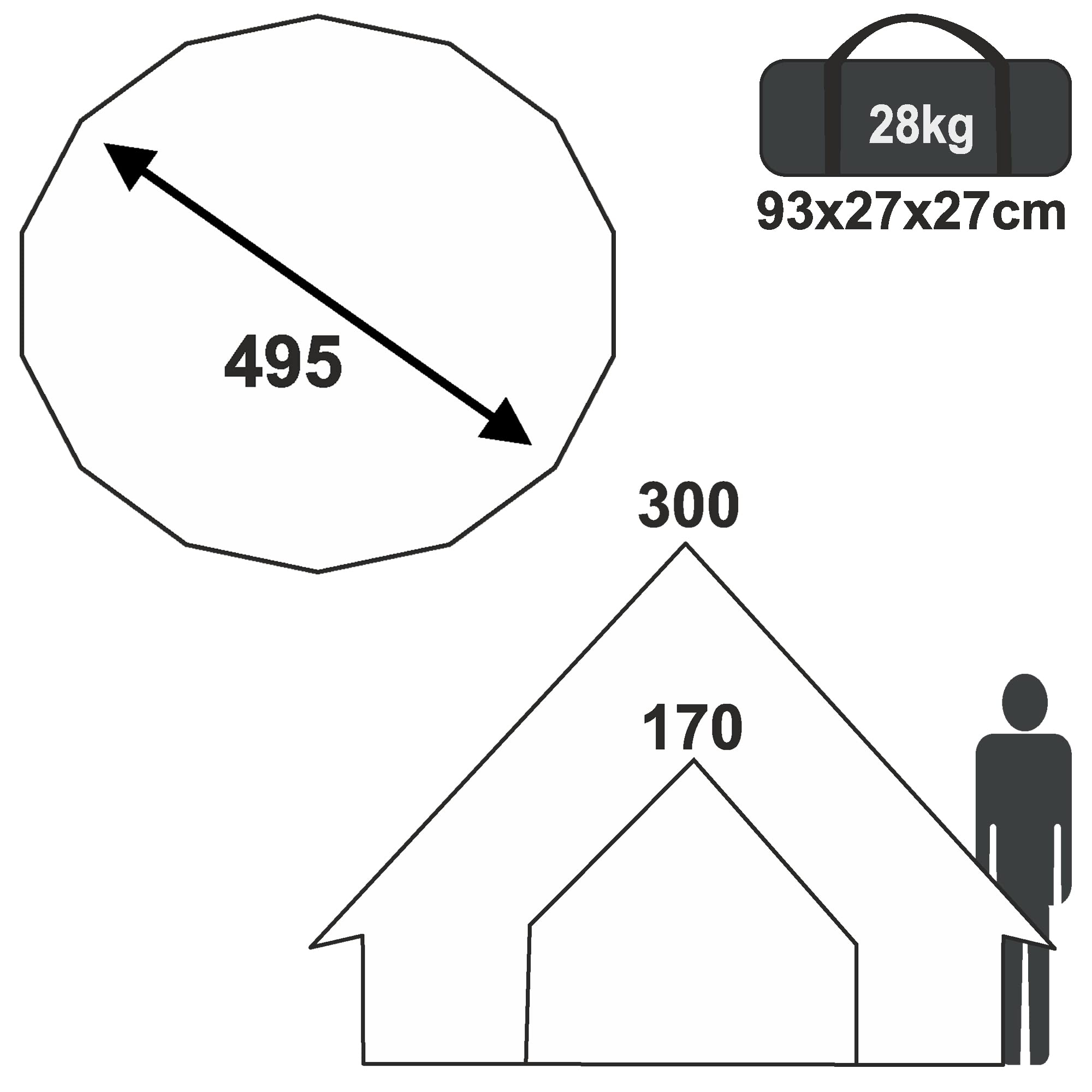 your GEAR Tente Desert en coton - 2 tailles Ø 4 m ou Ø 5 m, pour 4 à 10 personnes - Sol en PVC cousu - Auvent UPF 50+ - Protection 10 000 mm - Colonne d'eau - Tente de camping ronde Tipi
