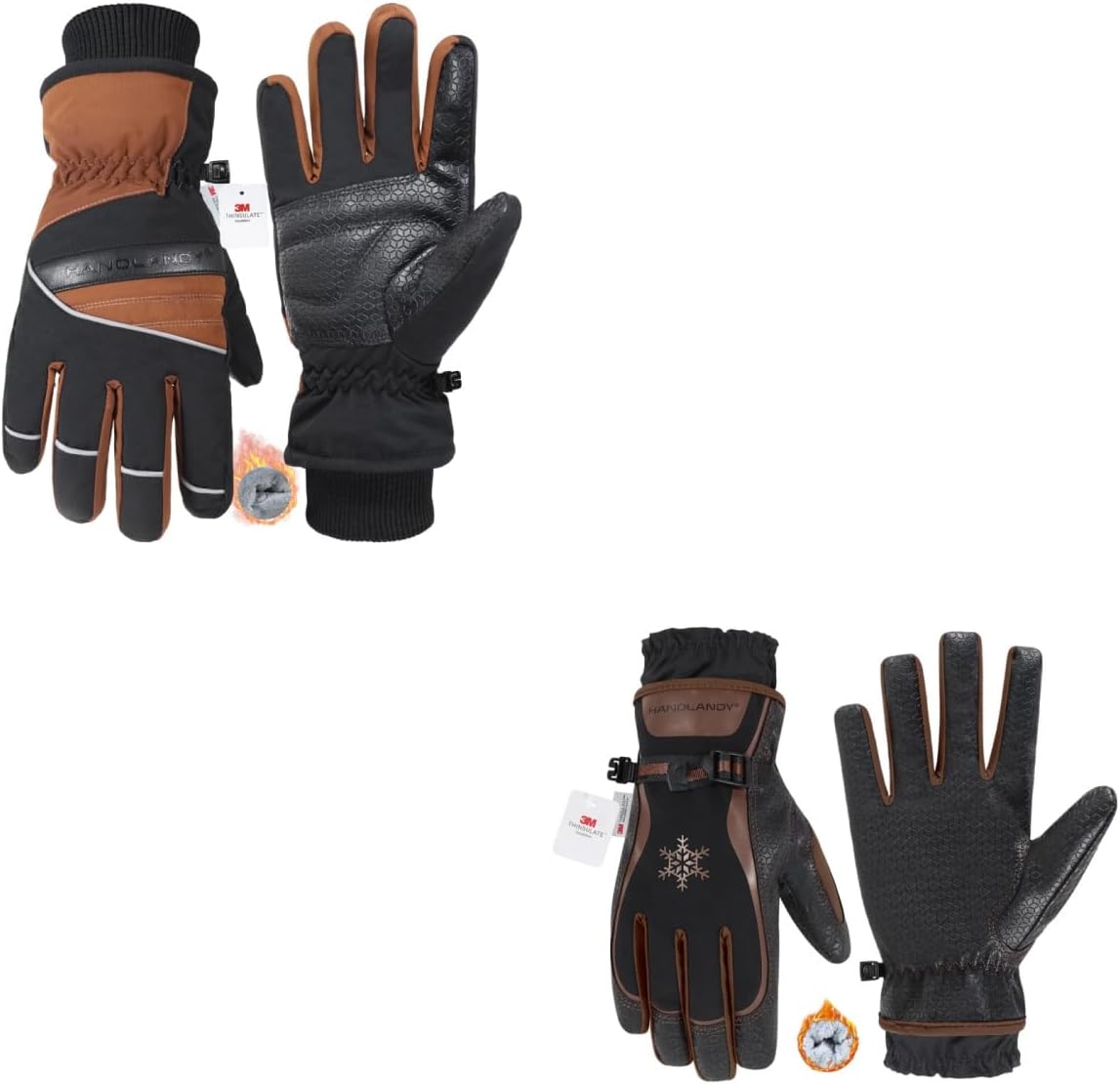 HANDLANDY Winter Gloves, Hiking Waterproof & Windproof Thermal Glove for Men Women
