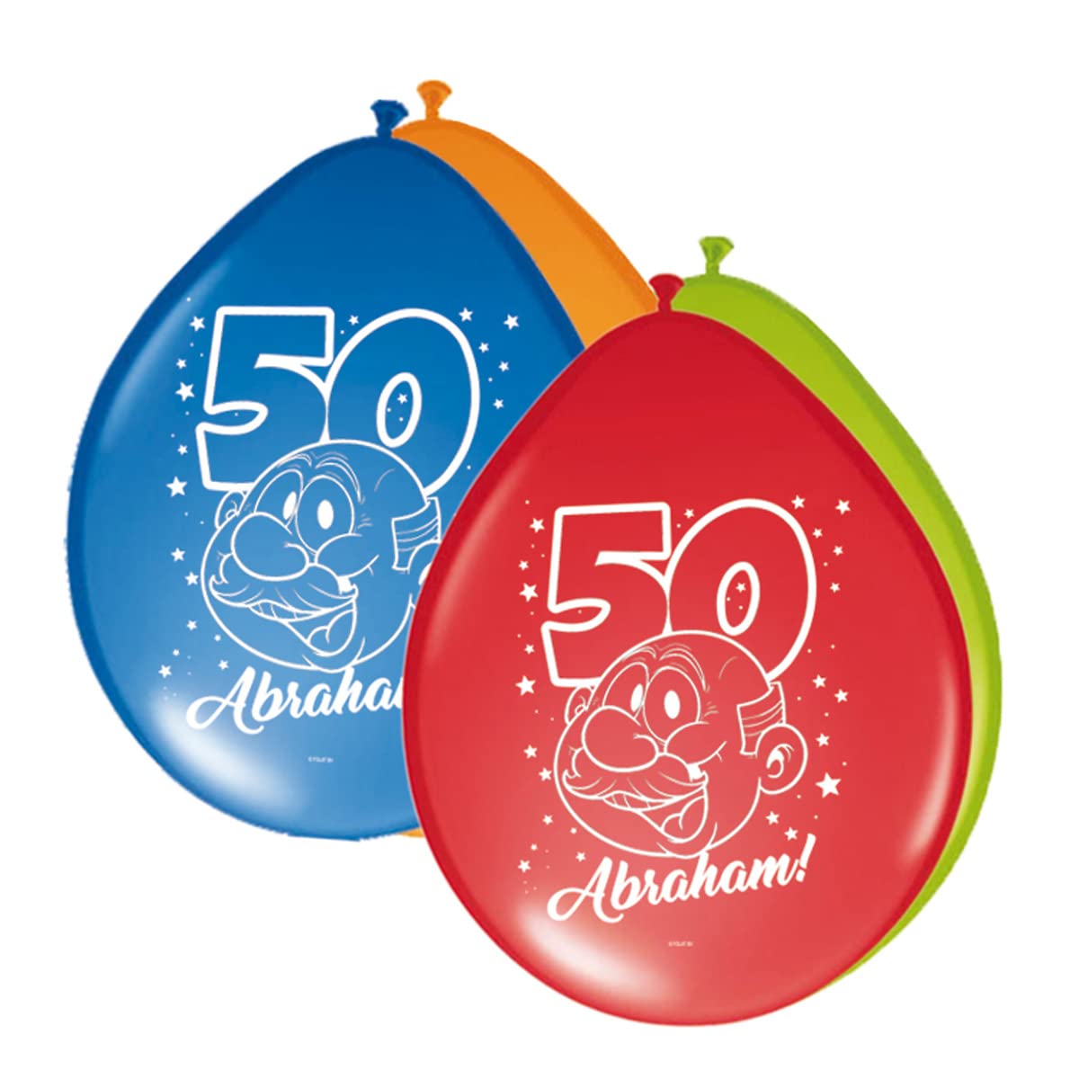 Folat - 50th Birthday Abraham Rainbow Balloons 30cm - 8 pieces