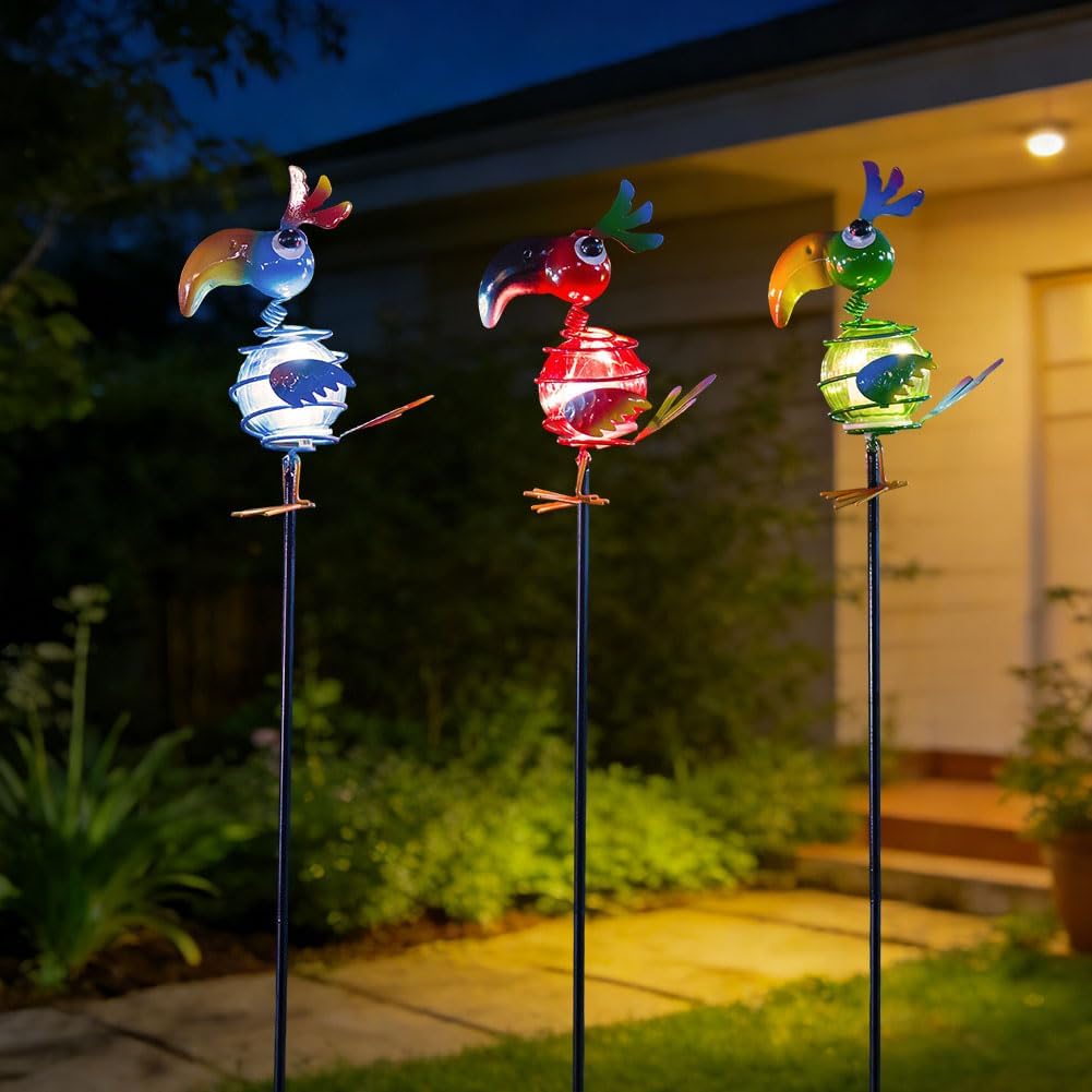 Viveta 3 Pack Garden Solar Lights, Bird Solar Figurine Lights Stake, Decorative Outdoor Solar Lights Waterproof for Garden Pathway Patio