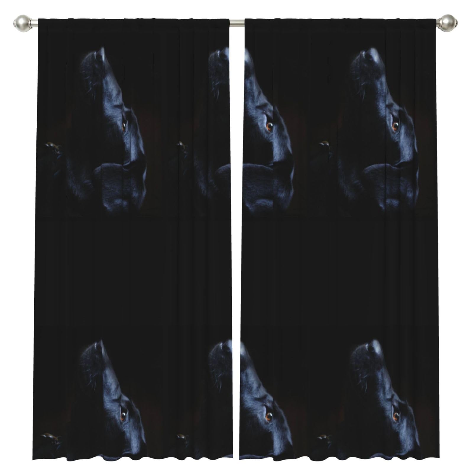 InOmak Black Labrador Dog, 2 Panels Window Curtains 52 x 84 Inch Blackout Curtains for Living Room Bedroom
