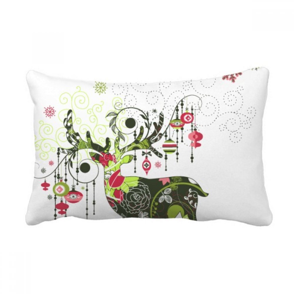 Coussin cerf flocon de neige magnifique oreiller de canapé multicolore haut de gamme 16x24 pouces