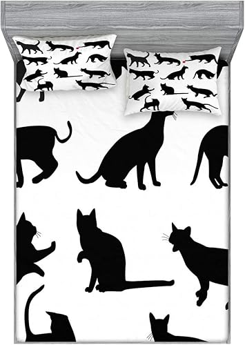 Miniatura 447 de Ambesonne Juego de sábanas bajeras y fundas de almohada occidentales, sombrero de vaquero con temática del salvaje oeste y cuerda de ganadería vieja