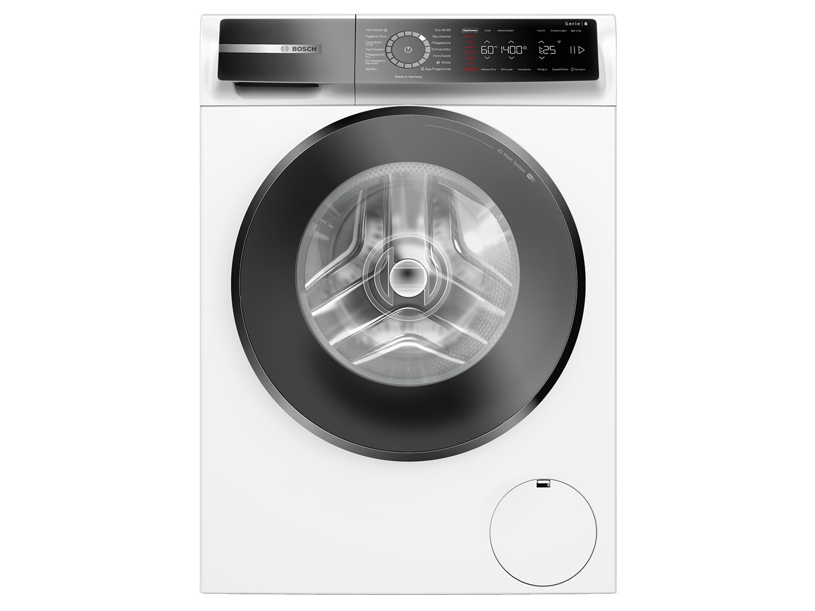 Bosch WGB244040 Serie 8 - Lavadora inteligente, 9 kg, 1400 rpm, fabricada en Alemania, Active Water Plus, ahorro de energía y agua, vapor Iron Assist para desarrugas, mini carga