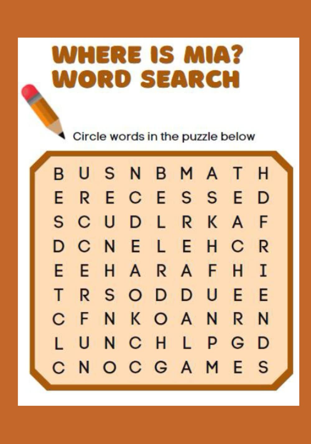 Where Is Mia? Word Search: The name “Mia” is hidden in each of these challenging puzzles!