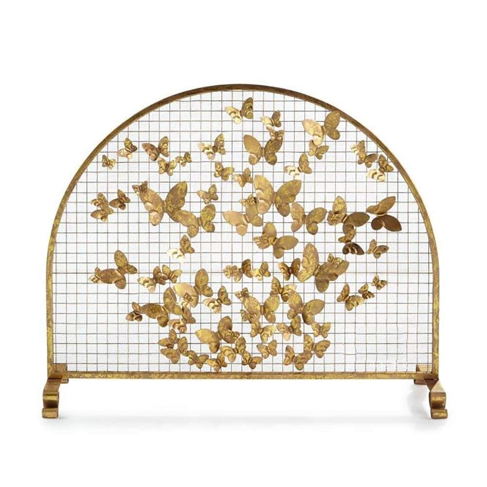 Kaminschutz Feuerschutz Funkenschutz Schmiedeeisen Kaminschutz Großer Flachschutz Metall Dekor Mesh Abdeckung Safe Firewood Burning Herd Zubehör Gold